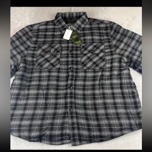 Jachs New York Men’s gray Flannel Plaid Sherpa Lined Interior Jacket size 2XL